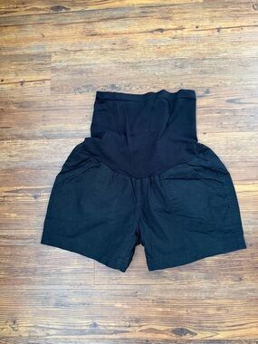 Bundle Motherhood Black and navy Maternity Shorts with full panel